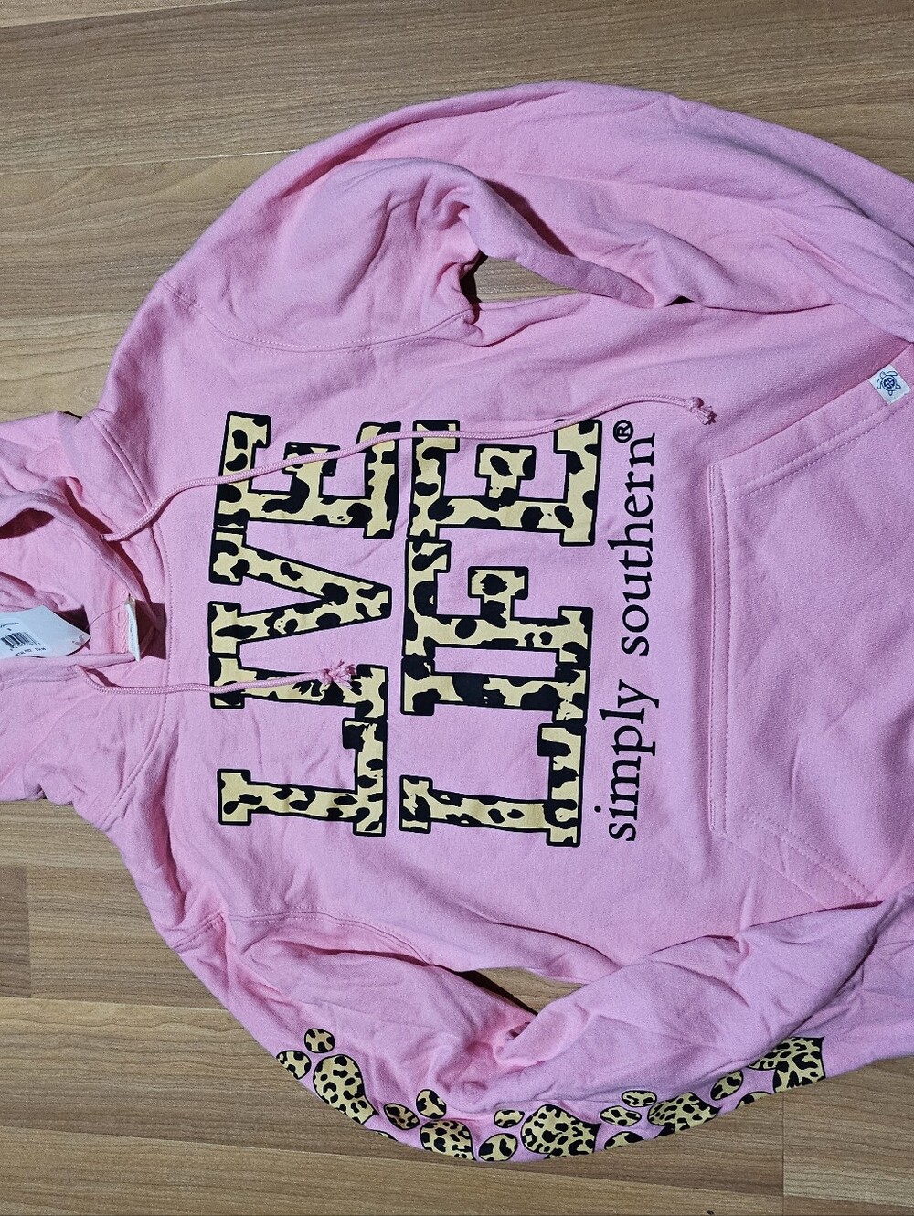 Simply Southern Pink Hoodie with Leopard 'LOVE' Graphic
